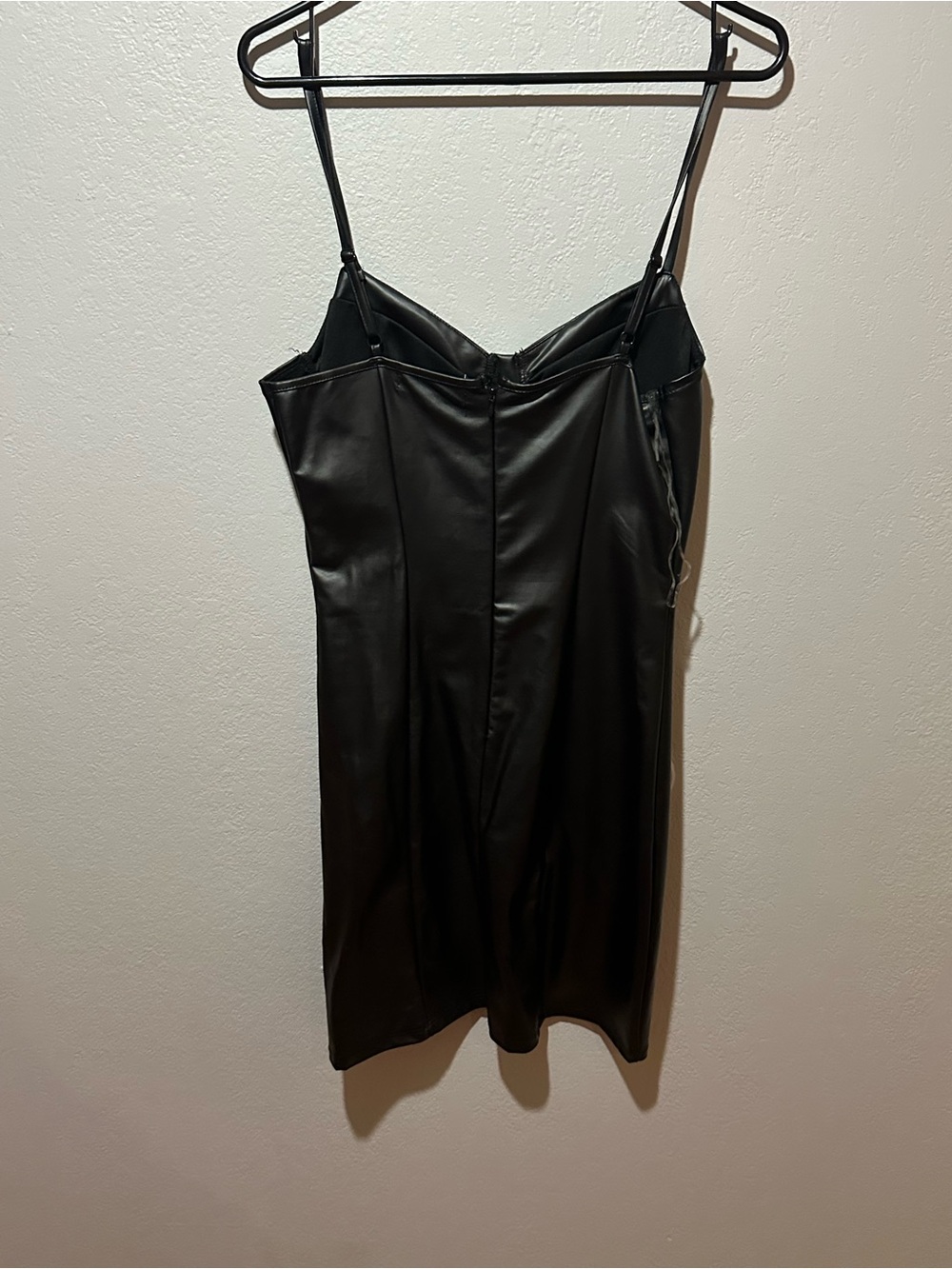 Black Faux Leather Slip Dress
